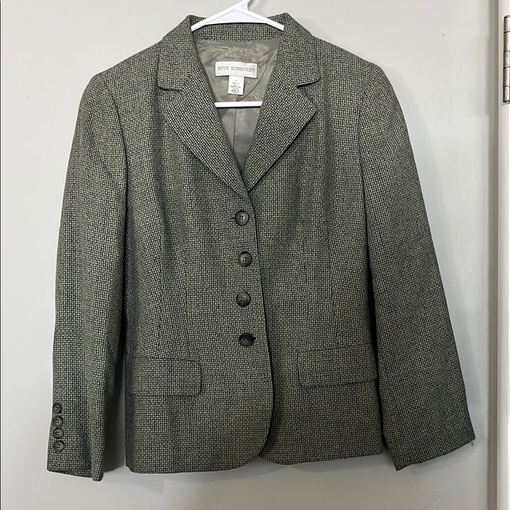 Petite Sophisticate Gray Blazer with Notched Lapels